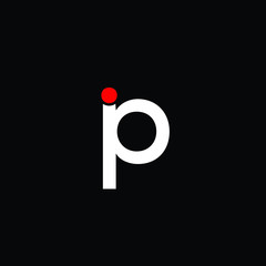 lower case P and I letter logo vector in red and white