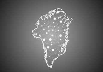Vector wireframe mesh polygonal of greenland map. Abstract global connection structure. Map connected with lines and dots. Geometric world concept.  digital data visualization, infographics. © ImagineWorld