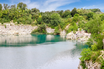 Fototapeta na wymiar Zakrzowek lake, Krakow, Poland. Quarry under water.