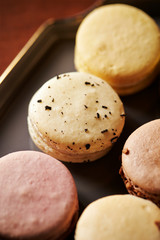 Various flavor macaroons, French pastry