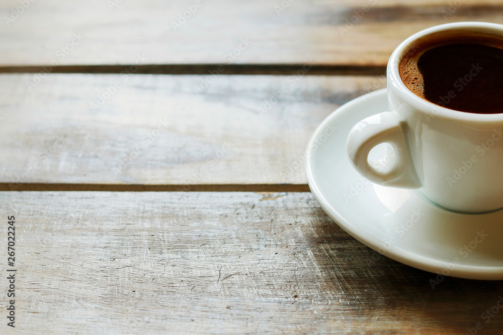 Canvas Prints cup of coffee on brown wooden table