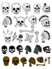 Set of skulls and bones vectos