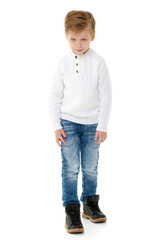 Fototapeta premium The little boy frowned.