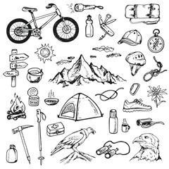 Set of Mountain Camping vector icons