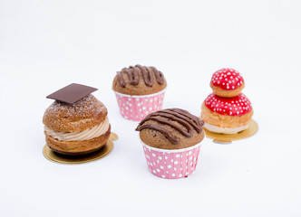 Different cakes white background