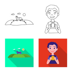 Vector illustration of creamy and product sign. Set of creamy and farm vector icon for stock.