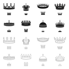Vector design of medieval and nobility symbol. Collection of medieval and monarchy vector icon for stock.
