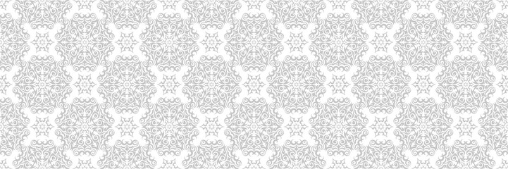 Seamless pattern with flowers. Gray on white background