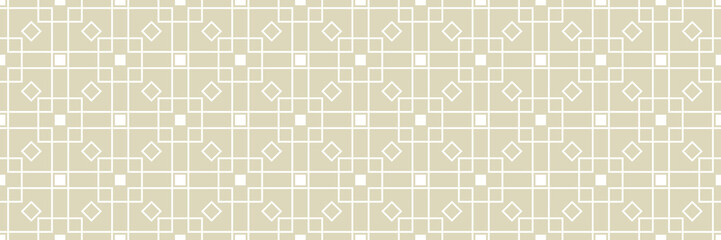 Geometric seamless pattern. Square white design on long olive green background