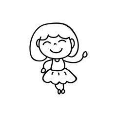 Cartoon character happy girl people happiness hand drawing illustration