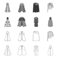 Vector design of material and clothing icon. Collection of material and garment vector icon for stock.