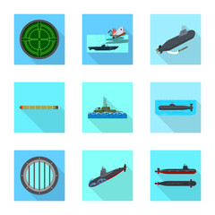 Vector design of military and nuclear symbol. Collection of military and ship stock vector illustration.