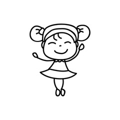 Cartoon character happy girl people happiness hand drawing illustration
