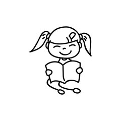 Cartoon character happy girl people happiness hand drawing illustration