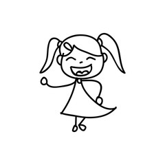 Cartoon character happy girl people happiness hand drawing illustration