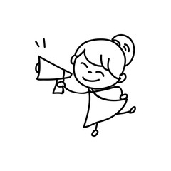 Cartoon character happy girl people happiness hand drawing illustration