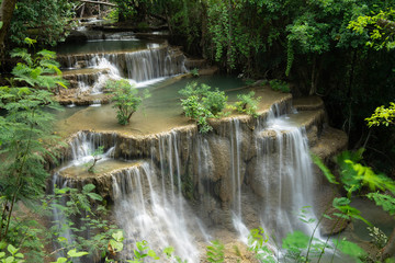 Huai Mae Khamin Waterfall In Kanchanaburi near Bangkok Thailand