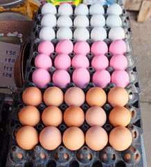 Eggs at the market stall, preserved eggs, Salted duck eggs 