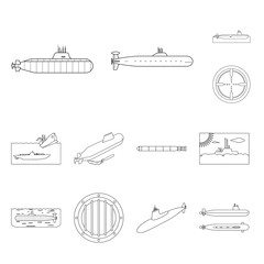 Vector illustration of boat and navy icon. Collection of boat and deep   stock vector illustration.