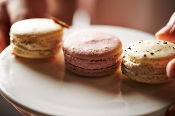 Various flavor macaroons, French pastry
