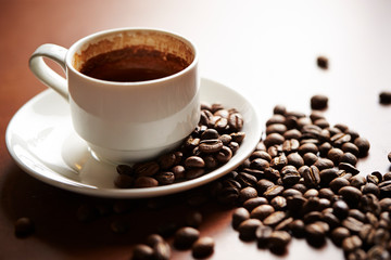 cup of coffee and beans