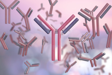 Antibodies floating. 3D illustration