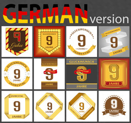 German set of number 9 templates