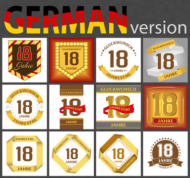 German set of number 18 templates