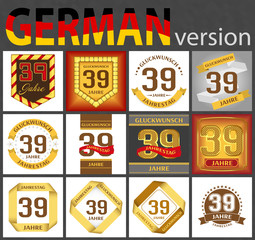 German set of number 39 templates