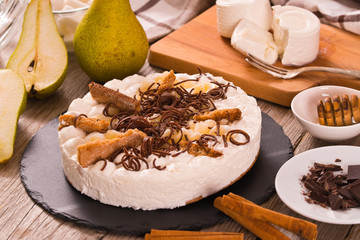 Ricotta and pear cheesecake.