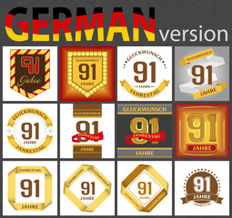 German set of number 91 templates