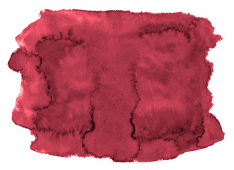 Watercolor background of trendy colors of Persian red with sharp borders and divorces. Watercolor brush stains. With copy space for text.