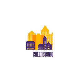 Greensboro city emblem. Colorful buildings. Vector illustration.