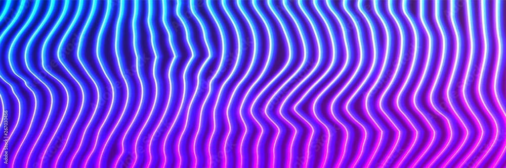 Poster neon lines background with glowing 80s new retro vaporwave or synthwave style