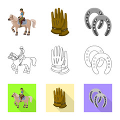 Isolated object of equipment and riding logo. Collection of equipment and competition vector icon for stock.