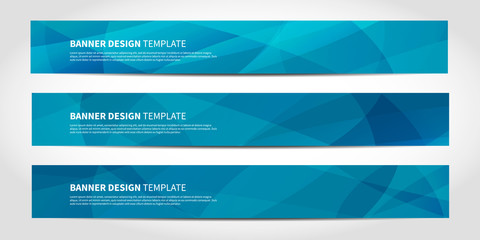 Vector banners with abstract geometric blue background