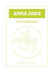 Apple Juice Fresh Natural Banner Template, Tasty and Healthy Drink Packaging, Label, Branding Identity Vector Illustration