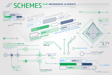Schemes Flat Infographic Elements - obrazy, fototapety, plakaty
