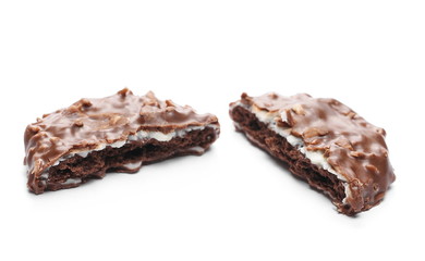 Cocoa cookies, biscuits with coconut isolated on white background