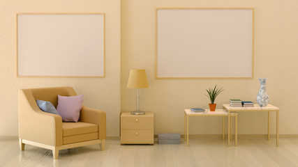 Obraz premium Mock up posters in the interior in warm colors. 3d render.