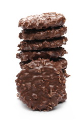 Cocoa cookies, biscuits with coconut isolated on white background