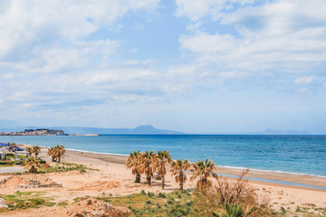 Fototapeta na wymiar View over beach and seaside in Rethymno