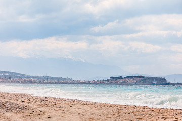 Obraz premium Seaside view over beach and coastline in Rethymno