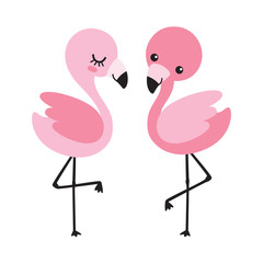 Cute baby boy and girl flamingo vector illustration. Tropical flamingo couple vector.