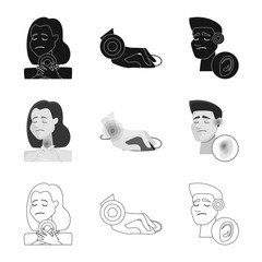 Vector illustration of hospital and rendering symbol. Set of hospital and help vector icon for stock.