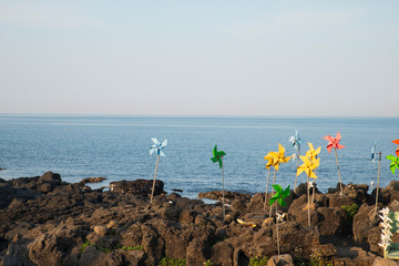 beach and sea and pinwheel