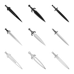 Vector illustration of game  and armor  sign. Collection of game  and blade  stock symbol for web.