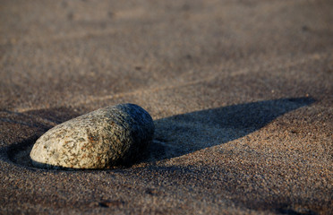 roca en la arena del mar
