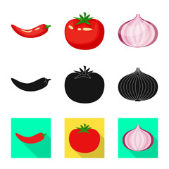 Isolated object of taste and product symbol. Set of taste and cooking vector icon for stock.