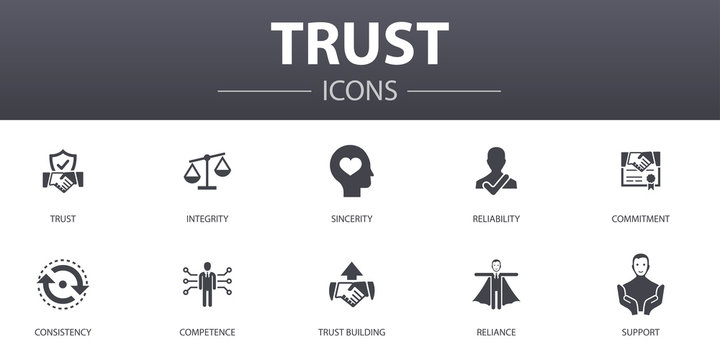 Trust Simple Concept Icons Set. Contains Such Icons As Integrity, Sincerity, Commitment, Trust Building And More, Can Be Used For Web, Logo, UI/UX